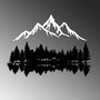 Wallity Nature And Mountain - 12 Escultura de pared de metal Blanco y Negro
